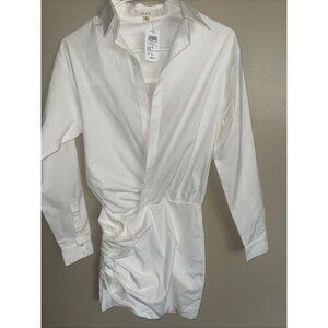 Mable Womens White Ruched Shirt Dress S‎